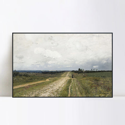 INVIN ART Framed Canvas Giclee Print Vladimirka Road by Isaac Levitan Wall Art Living Room Home Office Decorations