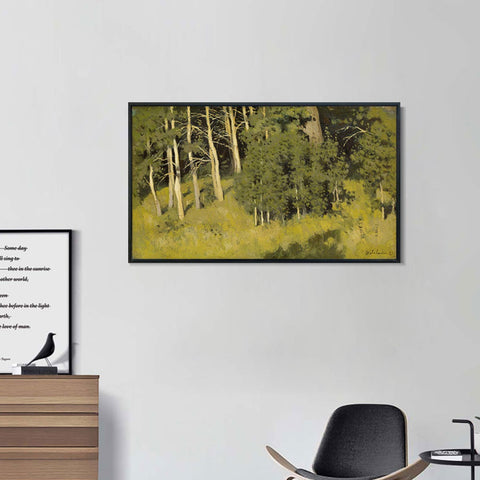 INVIN ART Framed Canvas Giclee Print Trees#38 by Isaac Levitan Wall Art Living Room Home Office Decorations