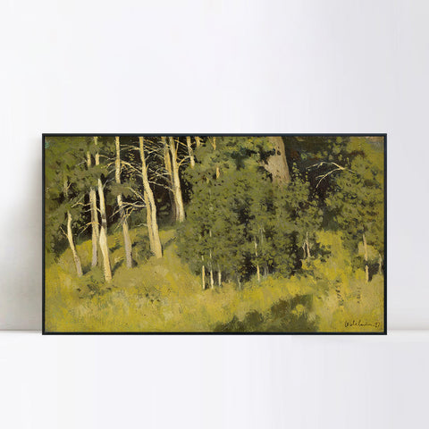 INVIN ART Framed Canvas Giclee Print Trees#38 by Isaac Levitan Wall Art Living Room Home Office Decorations