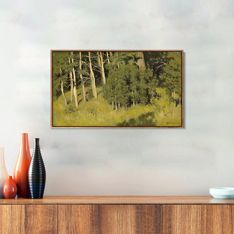 INVIN ART Framed Canvas Giclee Print Trees#38 by Isaac Levitan Wall Art Living Room Home Office Decorations