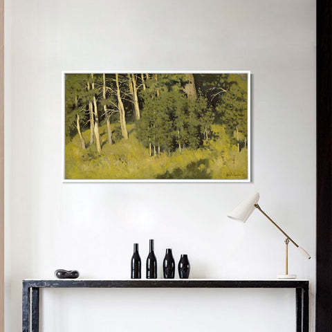 INVIN ART Framed Canvas Giclee Print Trees#38 by Isaac Levitan Wall Art Living Room Home Office Decorations