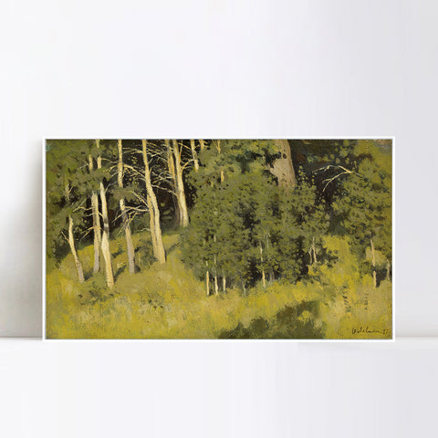 INVIN ART Framed Canvas Giclee Print Trees#38 by Isaac Levitan Wall Art Living Room Home Office Decorations