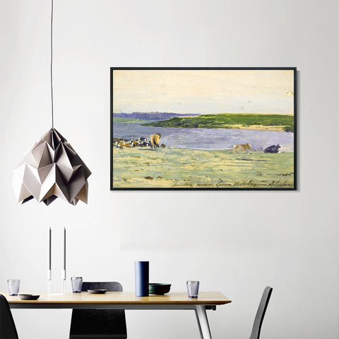 INVIN ART Framed Canvas Giclee Print river#39 by Isaac Levitan Wall Art Living Room Home Office Decorations