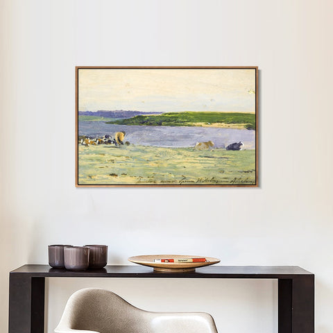 INVIN ART Framed Canvas Giclee Print river#39 by Isaac Levitan Wall Art Living Room Home Office Decorations