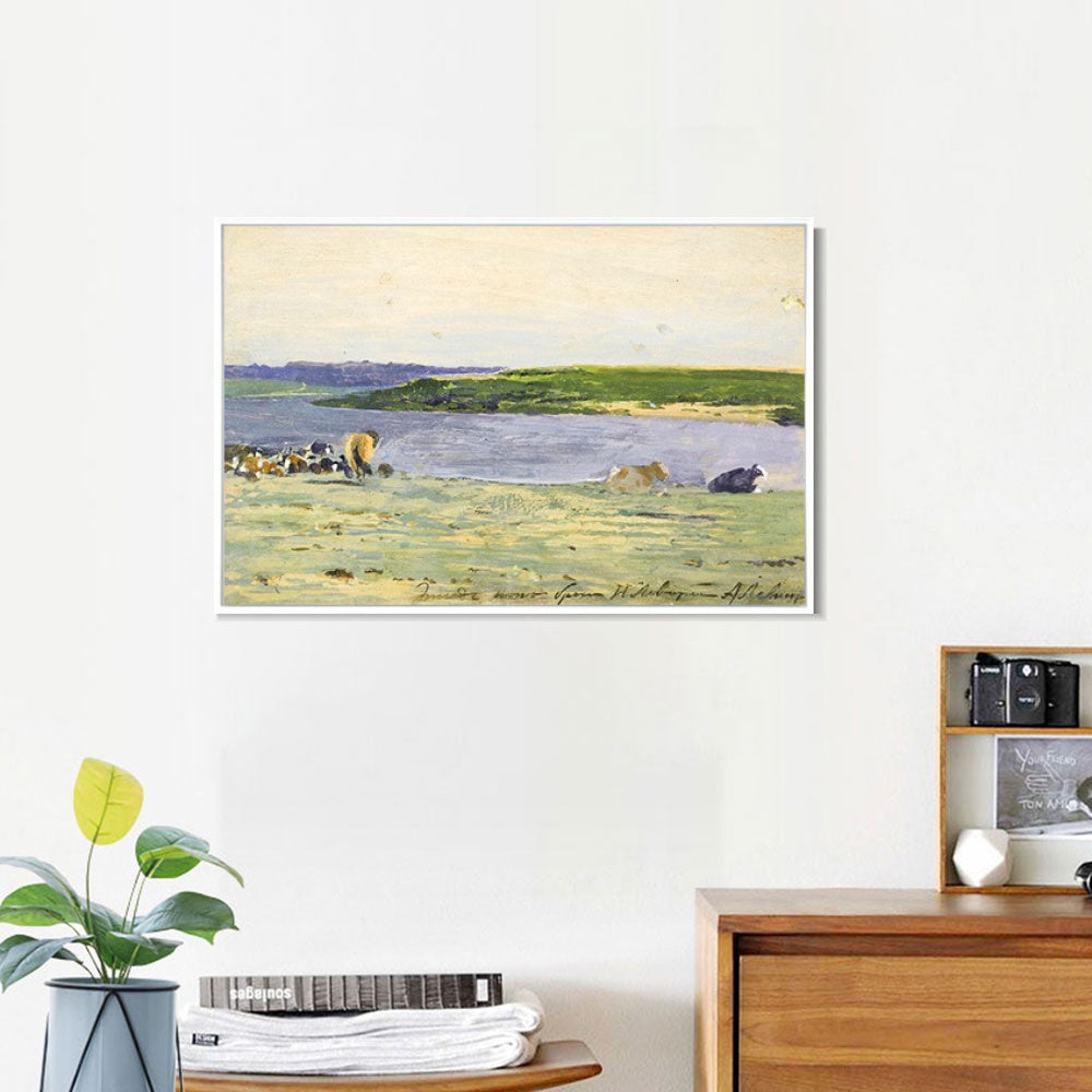 INVIN ART Framed Canvas Giclee Print river#39 by Isaac Levitan Wall Art
