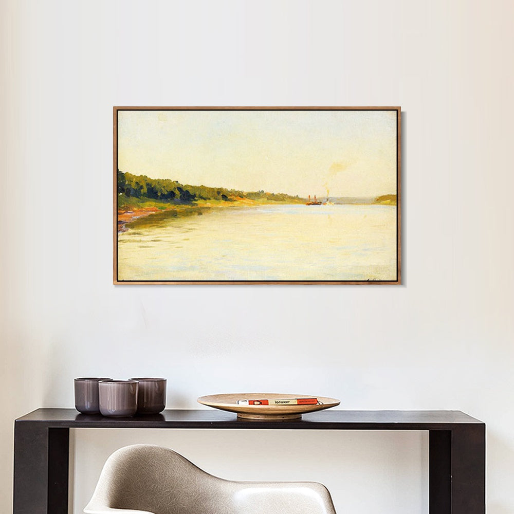 INVIN ART Framed Canvas Giclee Print Volga. A Calm Day,1895 by Isaac Levitan Wall Art