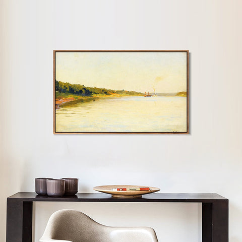 INVIN ART Framed Canvas Giclee Print Volga. A Calm Day,1895 by Isaac Levitan Wall Art Living Room Home Office Decorations