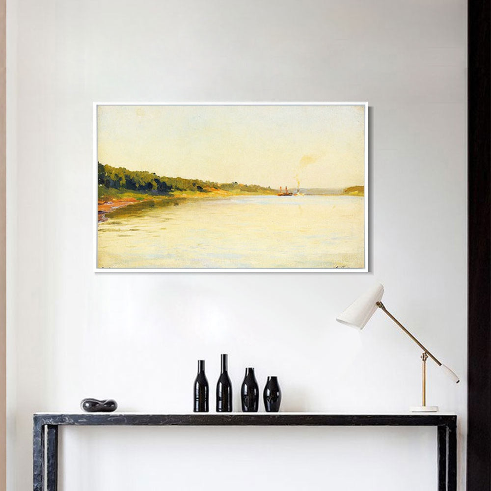 INVIN ART Framed Canvas Giclee Print Volga. A Calm Day,1895 by Isaac Levitan Wall Art
