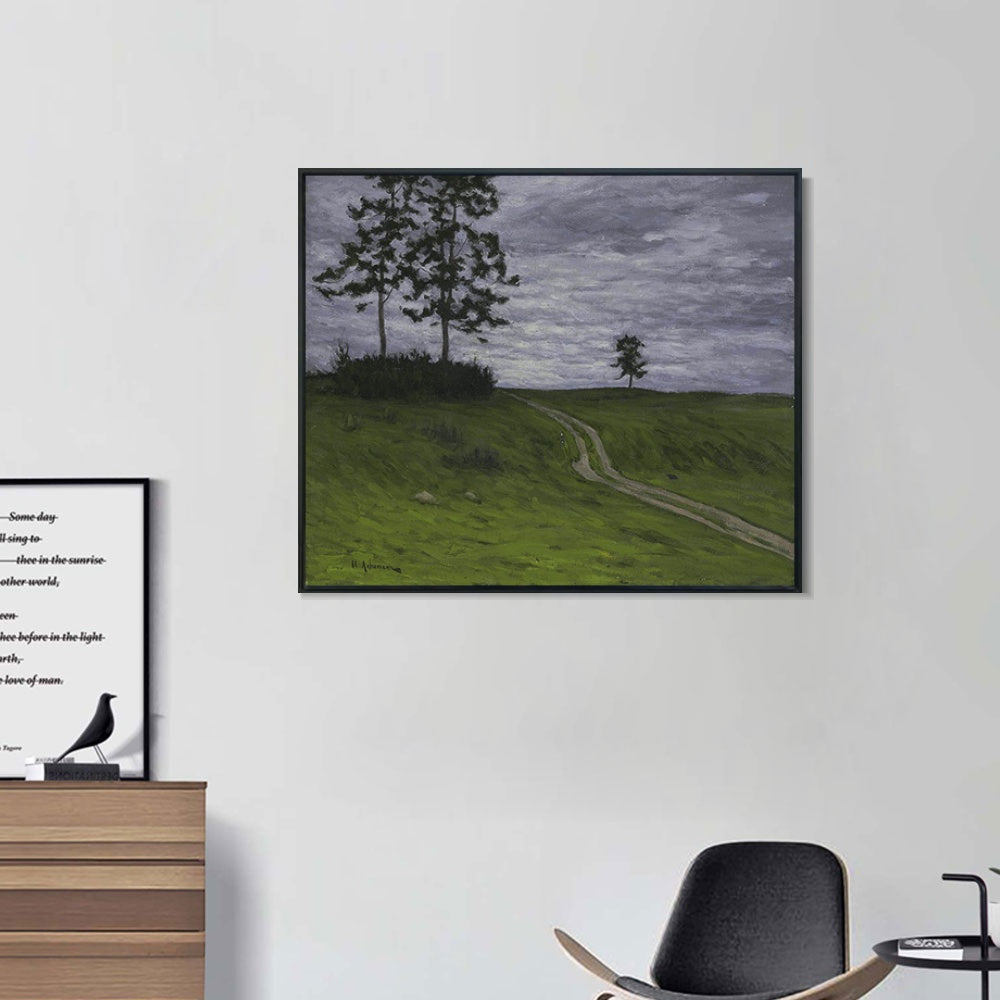 INVIN ART Framed Canvas Giclee Print Road#41 by Isaac Levitan Wall Art