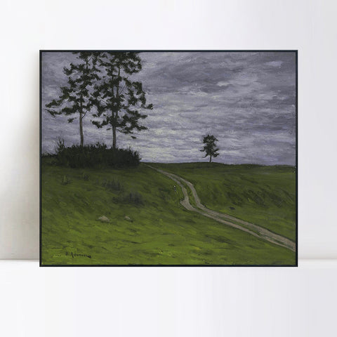 INVIN ART Framed Canvas Giclee Print Road#41 by Isaac Levitan Wall Art Living Room Home Office Decorations