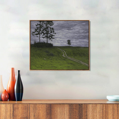 INVIN ART Framed Canvas Giclee Print Road#41 by Isaac Levitan Wall Art Living Room Home Office Decorations