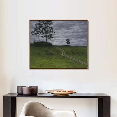 INVIN ART Framed Canvas Giclee Print Road#41 by Isaac Levitan Wall Art Living Room Home Office Decorations