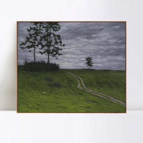 INVIN ART Framed Canvas Giclee Print Road#41 by Isaac Levitan Wall Art Living Room Home Office Decorations