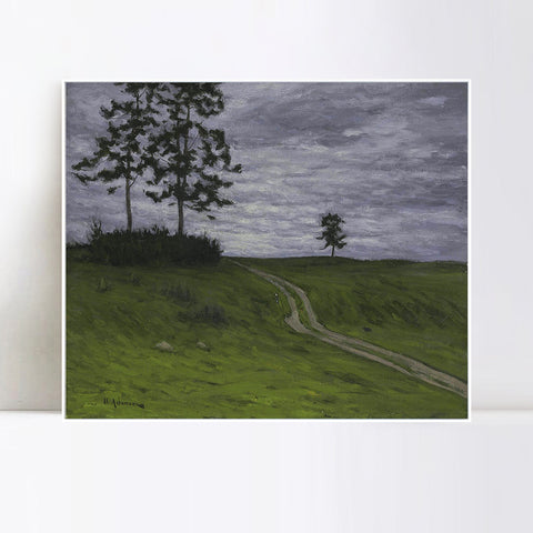 INVIN ART Framed Canvas Giclee Print Road#41 by Isaac Levitan Wall Art Living Room Home Office Decorations
