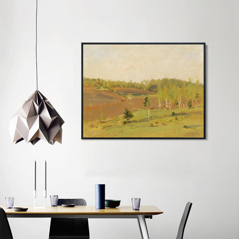 INVIN ART Framed Canvas Giclee Print Trees#43 by Isaac Levitan Wall Art Living Room Home Office Decorations