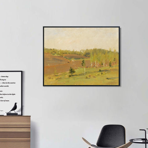 INVIN ART Framed Canvas Giclee Print Trees#43 by Isaac Levitan Wall Art Living Room Home Office Decorations
