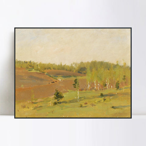 INVIN ART Framed Canvas Giclee Print Trees#43 by Isaac Levitan Wall Art Living Room Home Office Decorations