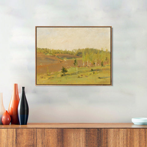 INVIN ART Framed Canvas Giclee Print Trees#43 by Isaac Levitan Wall Art Living Room Home Office Decorations