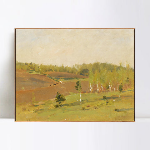 INVIN ART Framed Canvas Giclee Print Trees#43 by Isaac Levitan Wall Art Living Room Home Office Decorations