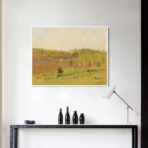 INVIN ART Framed Canvas Giclee Print Trees#43 by Isaac Levitan Wall Art Living Room Home Office Decorations