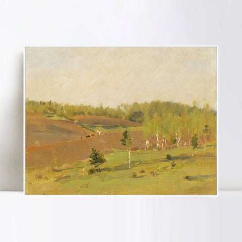 INVIN ART Framed Canvas Giclee Print Trees#43 by Isaac Levitan Wall Art Living Room Home Office Decorations