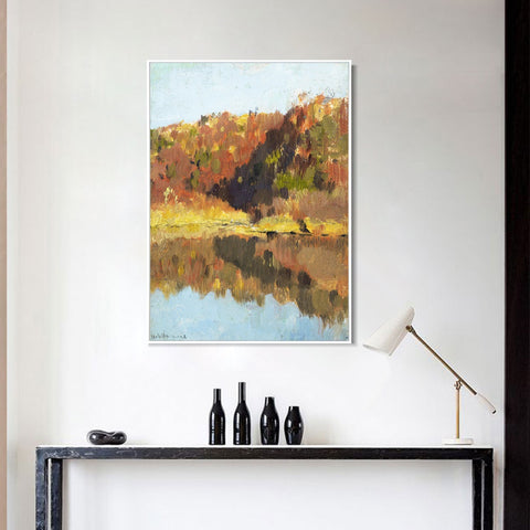 INVIN ART Framed Canvas Giclee Print Series#44 by Isaac Levitan Wall Art Living Room Home Office Decorations