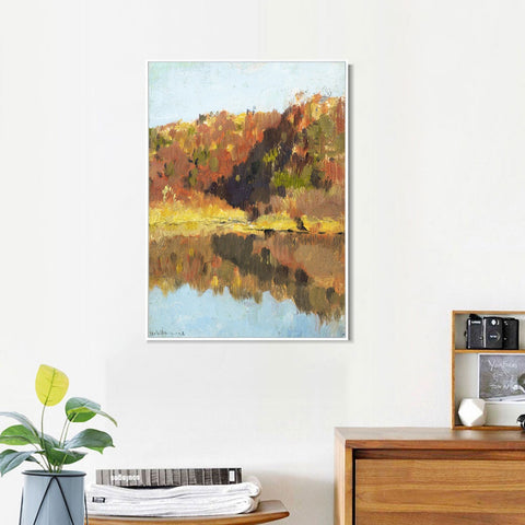 INVIN ART Framed Canvas Giclee Print Series#44 by Isaac Levitan Wall Art Living Room Home Office Decorations