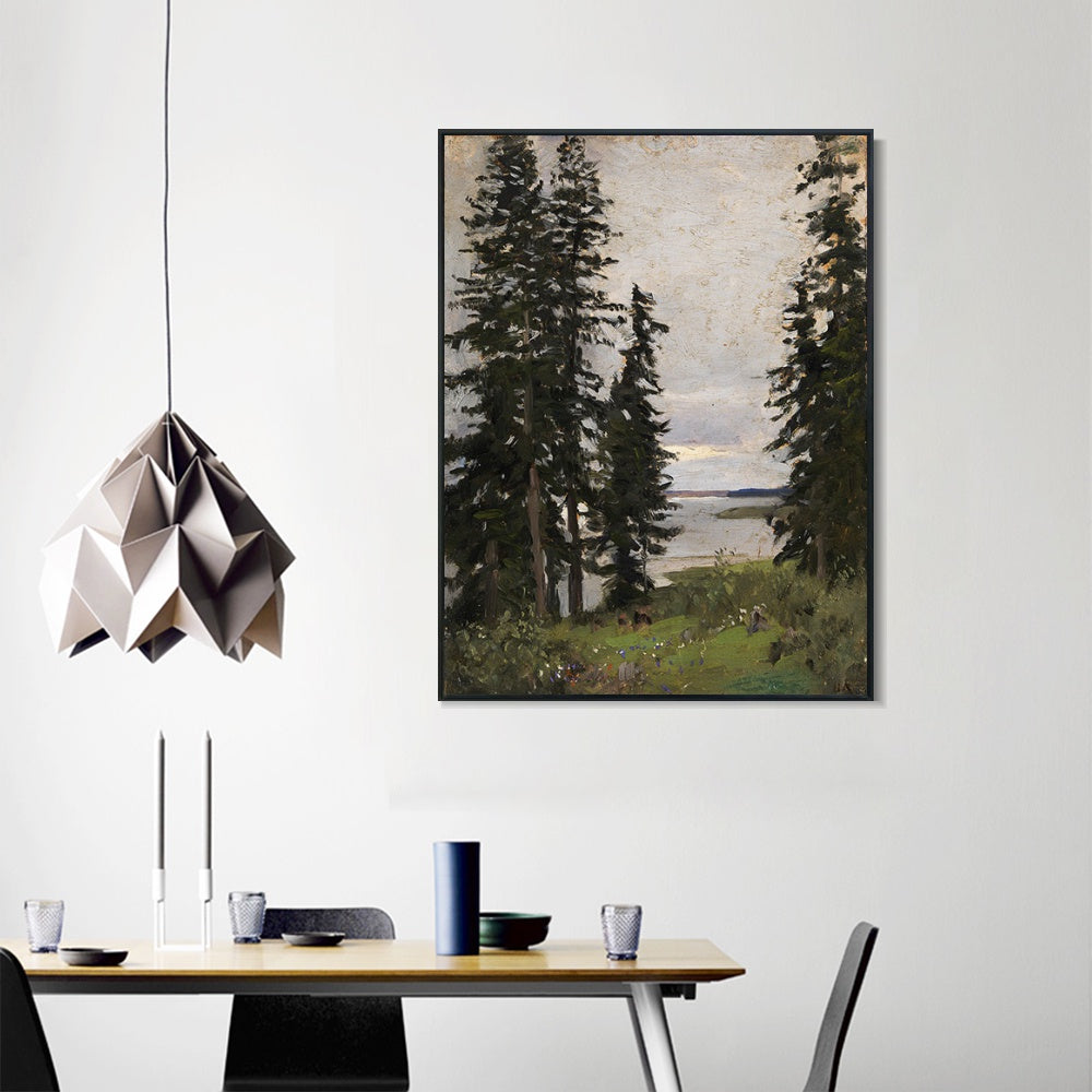 INVIN ART Framed Canvas Giclee Print Trees#45 by Isaac Levitan Wall Art