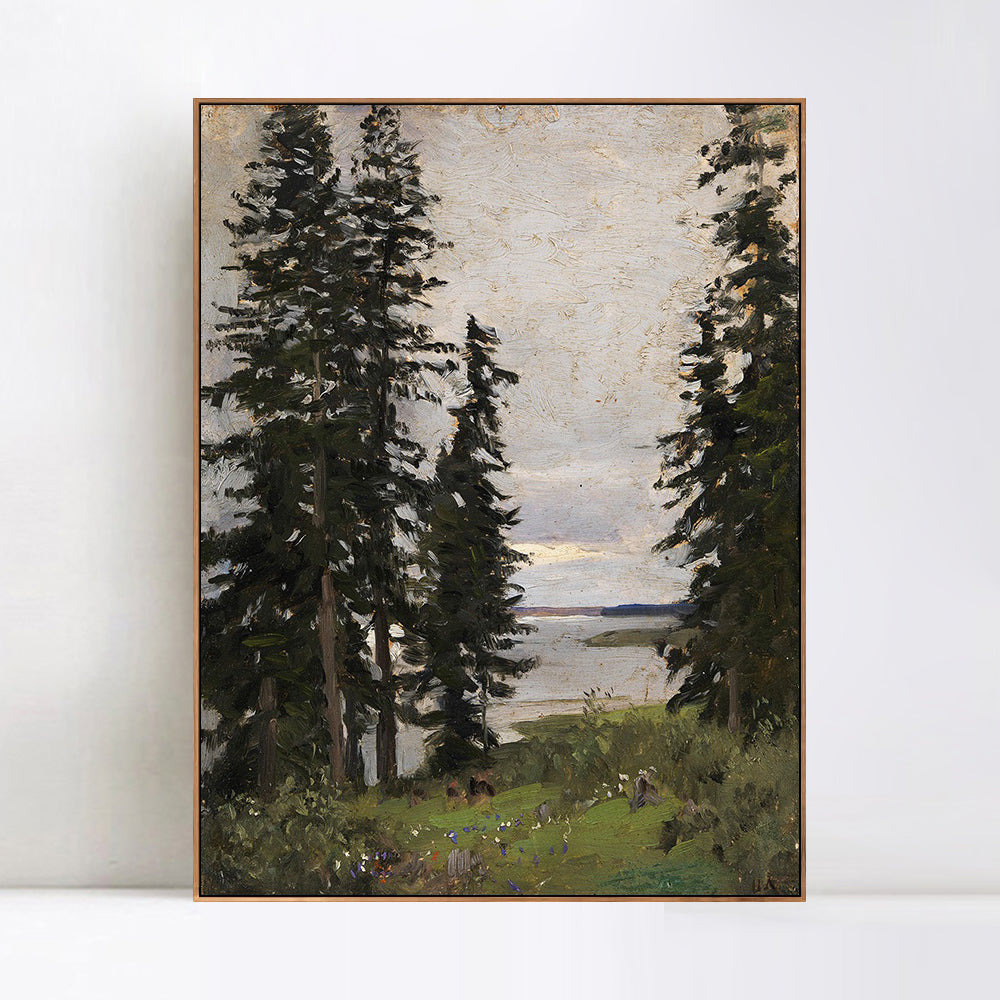 INVIN ART Framed Canvas Giclee Print Trees#45 by Isaac Levitan Wall Art