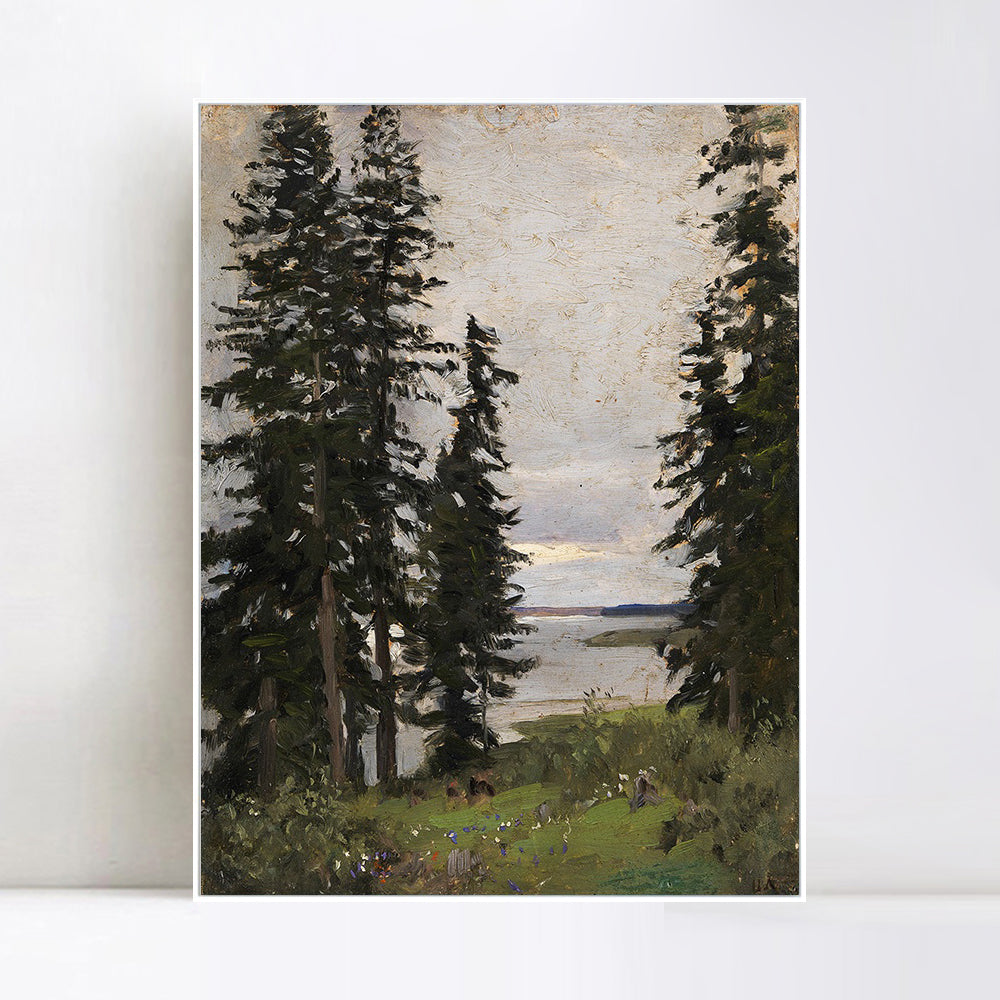 INVIN ART Framed Canvas Giclee Print Trees#45 by Isaac Levitan Wall Art