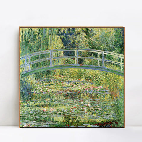INVIN ART 100% Hand Painted Framed Canvas Water-Lily Pond, 1899 by Claude Monet,Famous Oil Paintings Reproduction Modern Artwork Wall Art