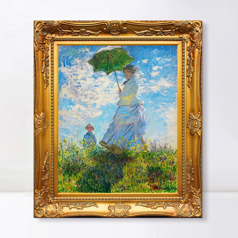 INVIN ART Framed Canvas Artwork,The Walk, Woman with a Parasol by Claude Monet, Giclee Print Painting Wall Art Decor for Restaurant,Hotel,Bar,Living Room(Baroque Gold Frame,30"x40")