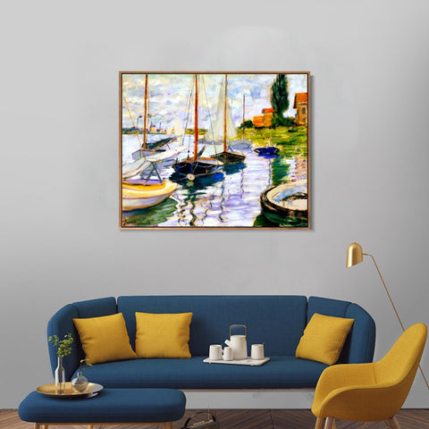 INVIN ART 100% Hand Painted Framed Canvas Series#174 by Claude Monet,Famous Oil Paintings Reproduction Modern Artwork Wall Art