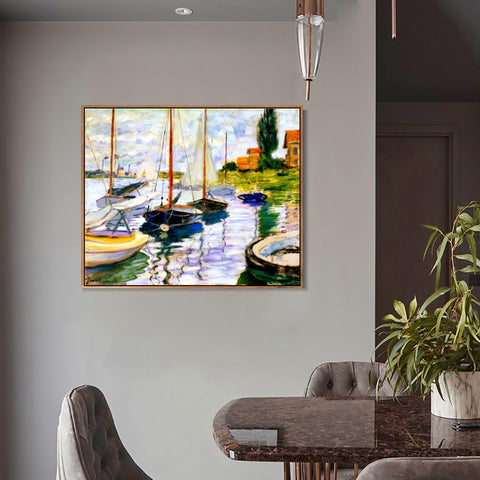 INVIN ART 100% Hand Painted Framed Canvas Series#174 by Claude Monet,Famous Oil Paintings Reproduction Modern Artwork Wall Art