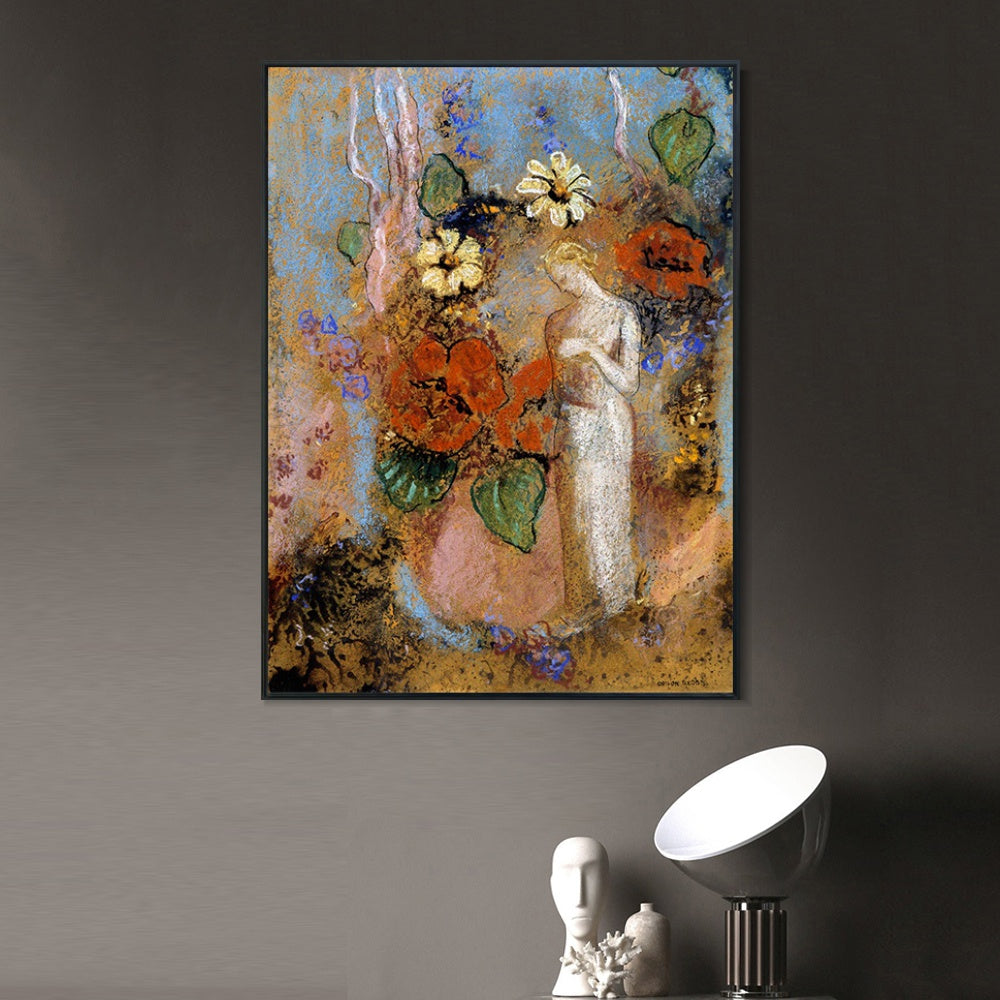 INVIN ART Framed Canvas Giclee Print 1916 Pandora by Odilon Redon Wall Art Living Room Home Office Decorations