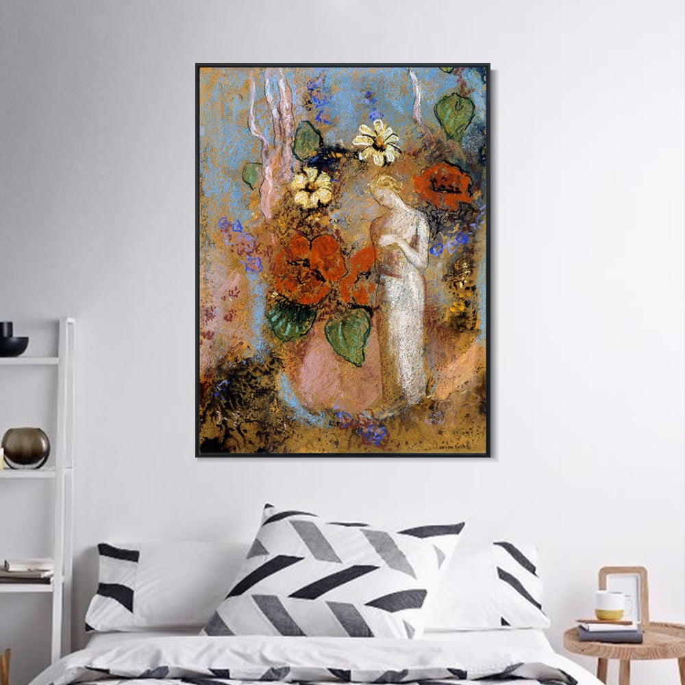 INVIN ART Framed Canvas Giclee Print 1916 Pandora by Odilon Redon Wall Art Living Room Home Office Decorations