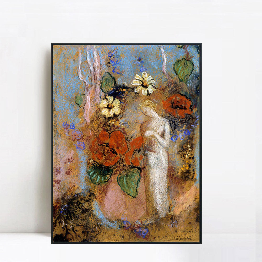 INVIN ART Framed Canvas Giclee Print 1916 Pandora by Odilon Redon Wall Art Living Room Home Office Decorations