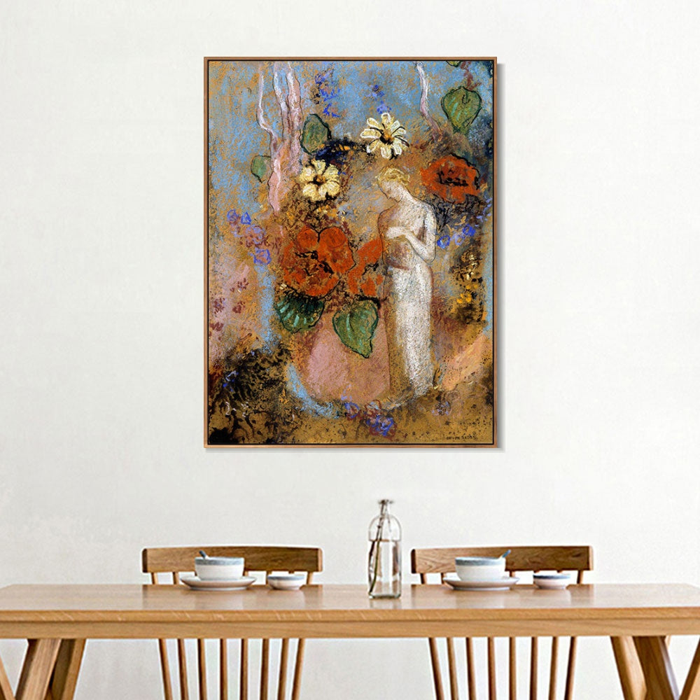 INVIN ART Framed Canvas Giclee Print 1916 Pandora by Odilon Redon Wall Art Living Room Home Office Decorations