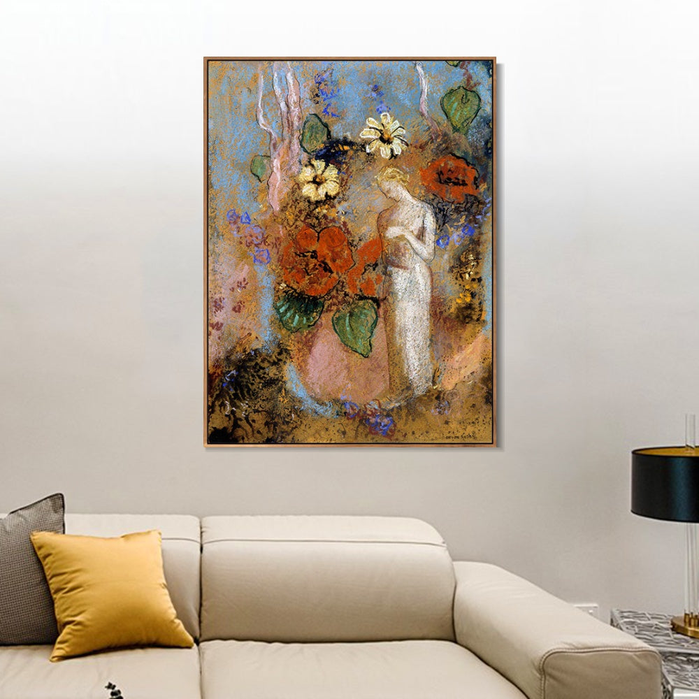 INVIN ART Framed Canvas Giclee Print 1916 Pandora by Odilon Redon Wall Art Living Room Home Office Decorations