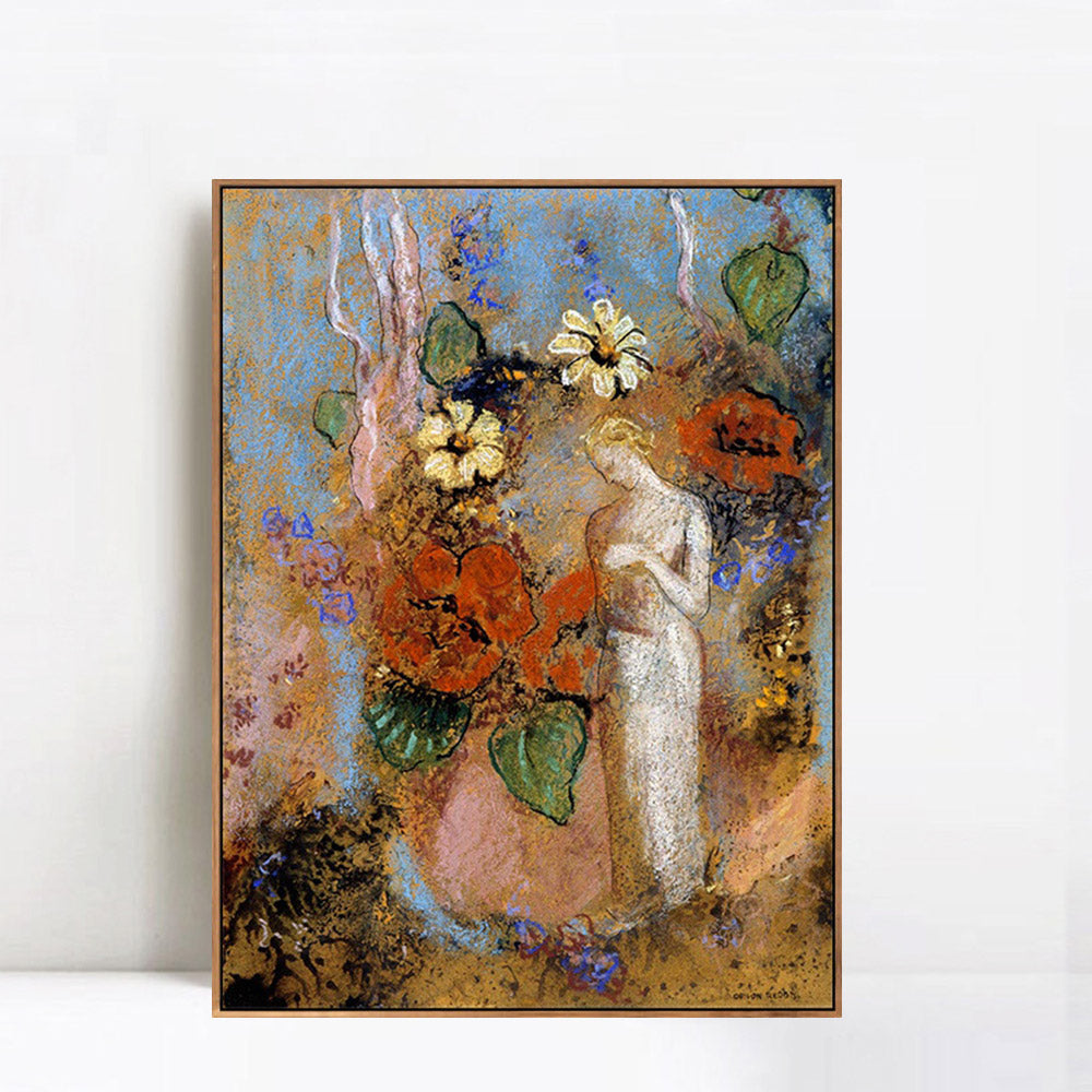 INVIN ART Framed Canvas Giclee Print 1916 Pandora by Odilon Redon Wall Art Living Room Home Office Decorations