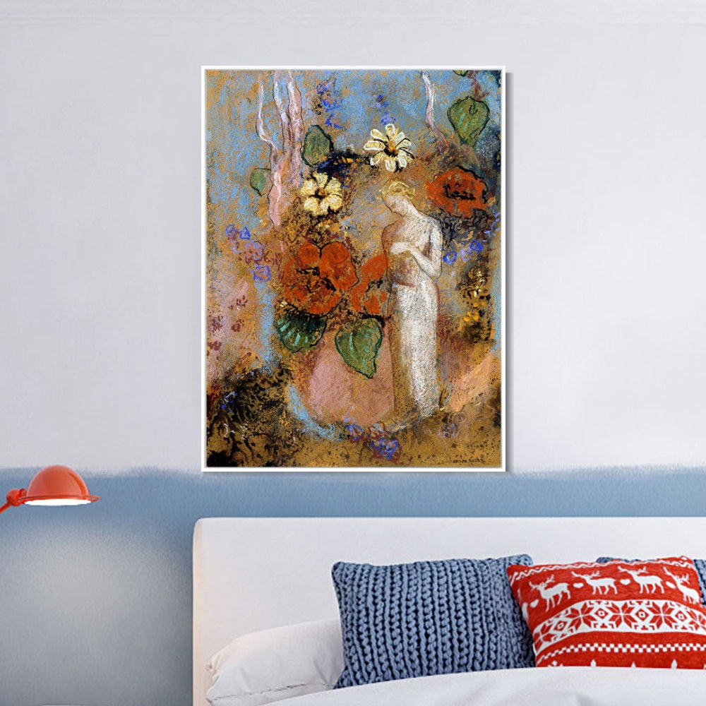 INVIN ART Framed Canvas Giclee Print 1916 Pandora by Odilon Redon Wall Art Living Room Home Office Decorations