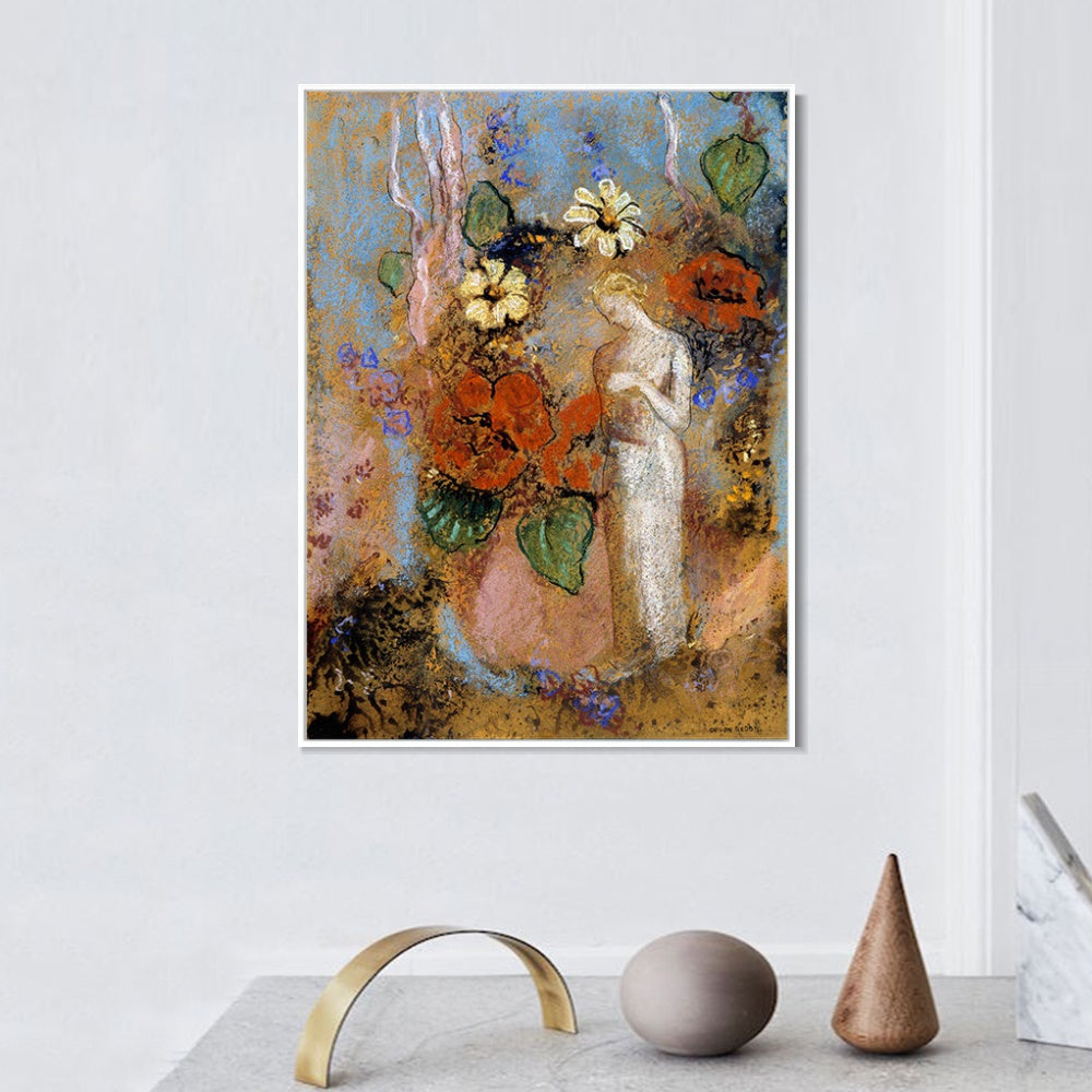 INVIN ART Framed Canvas Giclee Print 1916 Pandora by Odilon Redon Wall Art Living Room Home Office Decorations