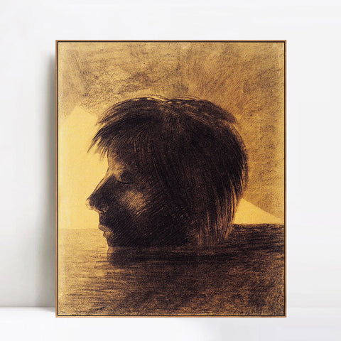 INVIN ART Framed Canvas Giclee Print head orpheus water mystic by Odilon Redon Wall Art Living Room Home Office Decorations