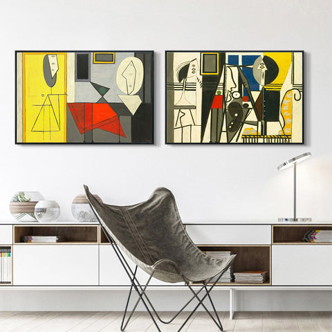 INVIN ART Framed Canvas Art Combo Painting 2 Pieces by Pablo Picasso Wall Art Series#1 Living Room Home Office Decorations