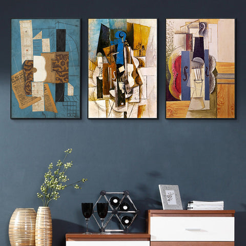 INVIN ART Framed Canvas Art Combo Painting 3 Pieces by Pablo Picasso Wall Art Series#16 Living Room Home Office Decorations
