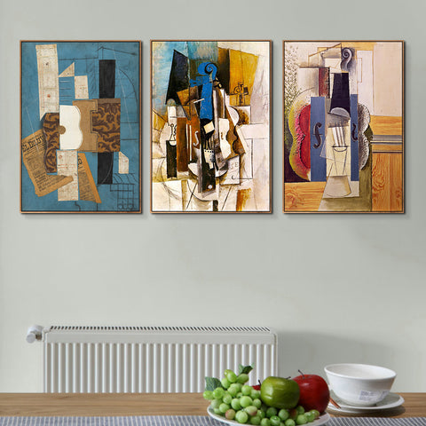 INVIN ART Framed Canvas Art Combo Painting 3 Pieces by Pablo Picasso Wall Art Series#16 Living Room Home Office Decorations