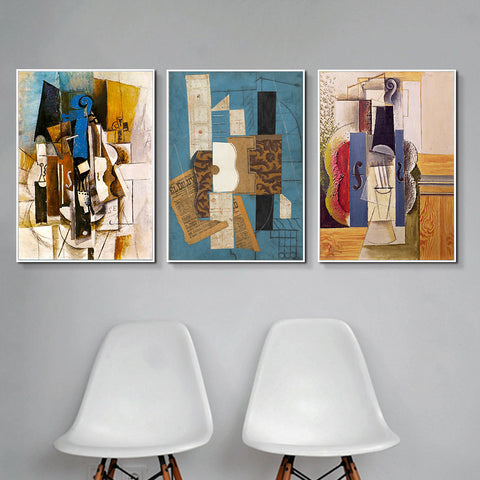 INVIN ART Framed Canvas Art Combo Painting 3 Pieces by Pablo Picasso Wall Art Series#16 Living Room Home Office Decorations