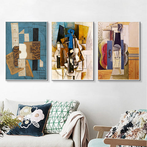 INVIN ART Framed Canvas Art Combo Painting 3 Pieces by Pablo Picasso Wall Art Series#16 Living Room Home Office Decorations