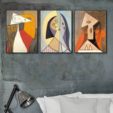 INVIN ART Framed Canvas Art Combo Painting 3 Pieces by Pablo Picasso Wall Art Series#19 Living Room Home Office Decorations