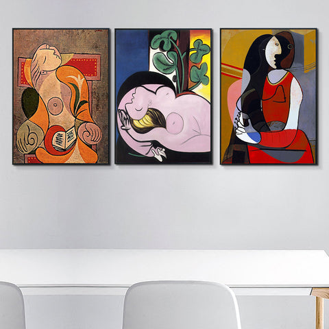 INVIN ART Framed Canvas Art Combo Painting 3 Pieces by Pablo Picasso Wall Art Series#20 Living Room Home Office Decorations